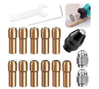 16 Pièces Mandrin Compatible avec Dremel, Accessoires pour Outil Rotatif, 0,5mm à 3,2mm Remplacement 4485, 4486 Pince de Serrage en Laiton Écrou Metal, Mandrins en Laiton de Précision