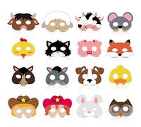 16 Pièces Masques d'Animaux de Ferme Forêt Couvre-Visage d'Animaux de Basse-Cour pour Anniversaire à Thème de Ferme Zoo Jungle Costume de Noël