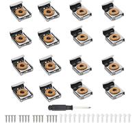 16 Pieces Mirror Brackets, Frameless Square Mirror Bracket, Spring-Mounted Mirror Mounting Kit, With Silver Pins And Screws, For Heavy Duty Mirrors, Glass