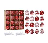 16 pièces Noel Boules en Plastique Ensemble, 6CM Rouge Blanc décor de Noël avec Suspendue, Noel Arbre de Bijoux Suspendue Arbre de Bijoux, Plastique décor Boules pour Noël, fête, fête de Mariage