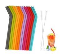 16 Pièces Pailles En Silicone avec 1 Brosse De Paille, Souple Paille Reutilisable, Pailles Réutilisables, Paille Silicone Enfant, Facile À Nettoyer, Découpable, Sans BPA pour Smoothies, Cocktails