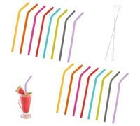 16 Pièces Pailles en Silicone Réutilisable Pailles à Boire avec 2 Brosses Paille Silicone pour le Café, les Boissons Froides