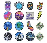 16 pièces patchs de vêtements, mignons coudre/fer sur des appliques brodées, accessoires de vêtements de bricolage pour jeans, vestes, sacs en toile, vêtements