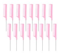 16 Pièces Peignes à Queue en Métal Peigne à Cheveux à Queue Noir Rose Peignes en Fibre de Salon pour Femmes Filles Coiffure au Salon de la Maison (Rose)