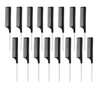 16 Pièces Peignes à Queue en Métal Peigne à Cheveux à Queue Noir Rose Peignes en Fibre de Salon pour Femmes Filles Coiffure au Salon de la Maison (Noir)