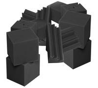 16 Pièces Piège à Basses Acoustique en Mousse Noire | Panneaux D’angle Pyramide et Cube, Usage Ktv et Home Cinéma, Matériau Éponge Ignifuge