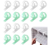 16 Pièces Pince Nappe Table, Accroche Nappe, Pince Nappe, Attache Nappe Multifonctionnelle, Pour Table Exterieur, Restaurants (Blanc, Vert, 47 * 37 * 11,7 mm)