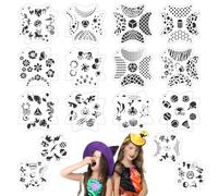 16 pièces Pochoirs de Peinture pour Visage, Modèles Tatouage Réutilisables, Pochoirs Tatouage pour les Yeux Pochoirs Peinture Corporelle pour les Enfants Fête Vacances Halloween Maquillage 20x20cm