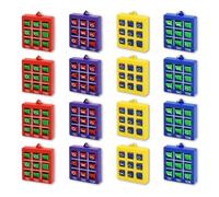 16 Pièces Porte-Clés Tic Tac Toe Kit, Porte Cle Plastique, Porte Clef pour Fille Garçon Cadeau de Fête (Rouges Bleus Jaunes Violets)