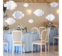 16 pièces/set Décoration de plafond en forme de nuage 3D, ornements suspendus en feutre faux nuages pour baby shower, chambre d'enfant, salle de coration de mariage, décoration de maison, dé