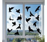 16 Pièces Stickers Anti Collision Oiseaux Auto-adhésif,Autocollant Noir Grande Taille,Autocollant Fenetre Stickers Vitre Anti Collision pour Empêchement D’Impact D'oiseau et Gens sur Verre Fenêtre