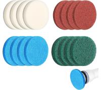 16 Pièces Tampon de Nettoyage de Nettoyage électrique Compatible Bosch Home/Garden 6033 Nettoyage Universelle(4 Mousse Pad,4 Cuisine Pad,4 Abrasif Pad,4 Microfibre Pad)