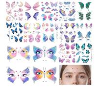 16 Pièces Tatouages Temporaires Waterproof Kit, Autocollants de Faux Tatouages, Tatouages Papillon Scintillants d'Paillette, Tatouage Visage pour Corps, Enfants, Filles, Femmes, Fêtes, Cadeaux