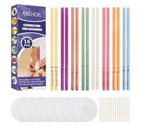 16 pièces toutes les bougies d'oreille naturelles cônes de bougie en cire d'abeille (8 couleurs),parfumées,Bougie Auriculaire Bougies, Détendez-vous et nettoy, avec 8 disques de protection