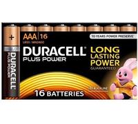 Duracell Piles alcalines Plus AAA (LR03) MN2400 1,5V – Lot de 16