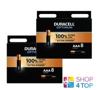 16 Piles Duracell Optimum AAA LR03 Alcalines Mx2400 1.5V Exp 2032 8Bl NEU