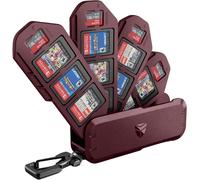 16 Plaids Storage for Nintendo Switch Game Card,Shockproof Hard Shell Portable Protective Storage Cover,with 4 Foldable Layers & Hook and Loop for OLED,Lite Games-Red