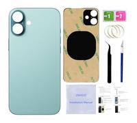 16 Plus Verre arrière de rechange pour iPhone 16 Plus (bleu sarcelle, 6,7") avec ruban adhésif préinstallé, instructions d'installation (français non garanti) + outils de réparation (bleu sarcelle)