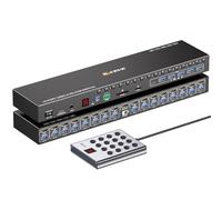 16 Ports KVM Switch HDMI 4K@60Hz Simulation EDID,1U Rack Mount USB 3.0 HDMI KVM Switch pour 16 Ordinateurs, avec 6 Ports USB3.0,TF/SD,RS232,Audio,Télécommande Câblée et Alimentation 12V,16 Câbles USB