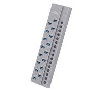 16 Ports USB 3.0 Hub, USB 3.0 Hub Industrial Aluminium Alloy 5GBit / S AC 100-240 V pour Les Téléphones Mobiles (Prise UE)