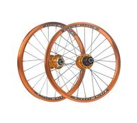 16 Pouces 305 Jeu De Roues BMX De Freins À Disque Roues Avant Et Arrière pour Vélo Pliant, 100/135mm QR, Jantes À Double Paroi en Alliage D'aluminium, Cassette 7, 8, 9, 10, 11 Vitesses(Gold)