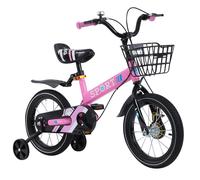 16 pouces Vélo d'enfant Vélo d'apprentissage avec roues de soutien Vélo de garçon Fille Rose