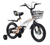 16 pouces Vélo d'enfant Vélo de garçon Vélo d'apprentissage avec roues de soutien Vélo de garçon fille Vélo blanc