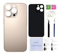 16 Pro Verre arrière de rechange pour iPhone 16 Pro (Desert Titanium, 6,3") avec ruban adhésif pré-installé + instructions d'installation + outils de réparation (Desert Titanium)