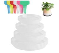 16 Pz Sottovasi per Piante, Sottovaso Rotondo, Piattini per Vasi da Fiori, Sottobicchieri per Vasi di Fiori, Sottovasi Rotondi per Piante da Interno/Esterno, 12/14/18/22 cm, con 24 Etichette