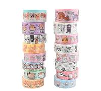 16 Rolls Washi Tape Mignon Animaux Multi-Motifs Ruban de Masquage en Papier Décoratif Kawaii Chien Chat Ruban Adhésif Washi Esthétique Japonais Autocollant pour Scrapbooking Artisanat Emballage Cadeau