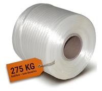 16 rouleaux de feuillard de 9 mm de large, longueur 500 m chacun, résistance à la déchirure 275 kg pour noyau de presse 60 mm