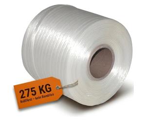 16 rouleaux de feuillard de 9 mm de large, longueur 500 m chacun, résistance à la déchirure 275 kg pour noyau de presse 60 mm