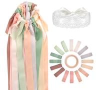 16 Rubans Ruban Bouquet Marriage Jeu Ronde de Ruban Bouquet Mariage Jeux de Ruban Mariage Cadeau marriage Décoration Ruban Satin Bandeau de Yeux Dentelle Anneau Bois Inclus Bouquet Marriage Cadeau
