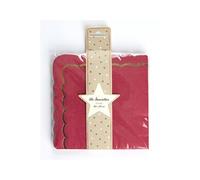 16 Serviettes 33x33cm Rouge Et Or