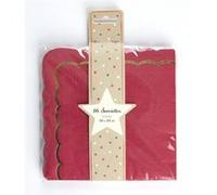 16 Serviettes 33x33cm Rouge Et Or