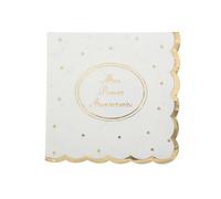 16 SERVIETTES DE TABLE JETABLE PAPIER 1ER ANNIVERSAIRE 33CM BLANC