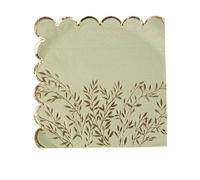 16 SERVIETTES DE TABLE JETABLE PAPIER JOLIS BRINS 33CM VERT SAUGE