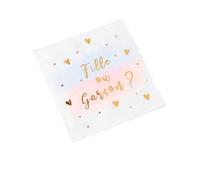 Generique Serviettes en papier Gender Reveal Fille ou Garçon 16 serviettes 33 x 33 cm Rose/Bleu/Or