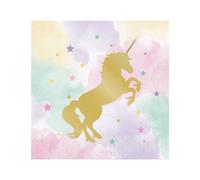 16 Serviettes En Papier Licorne 33 X 33 Cm Multicolore