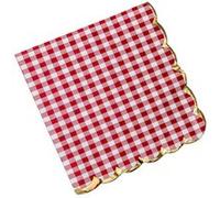 16 serviettes guinguette vichy 33x33cm rouge or Jaune G