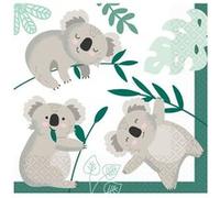 16 serviettes papier koala eucalyptus hawaï 33cm - 512717 AMSCAN Gris G