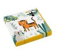 16 serviettes papier safari nature sauvage 33cm - amscan 9909348 Jaune G