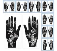 16 Sheets Temporary Henna Tattoo Kit Reusable Tattoo Stencils Sets Indian Arabian Temporary Tattoo Templates Kits For Body Hand Art For Women Girls And Kids