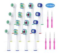 16 Têtes de brosse à dents de rechange compatibles pour Oral B avec 5 brosse interdentaire de nettoyage