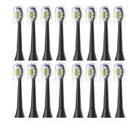 16 têtes de brosse à dents rechange, compatibles avec les manches clipser Easy Clean et autres(16pcs Black)