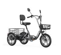 16"" Tricycle électrique, Vélo électrique Trois Roues Pliable, Vélo Tricycle électrique Cargo, Assistance pédalage, Batterie 48V