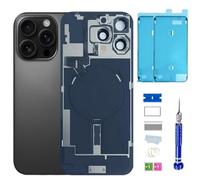 16 Vitre arrière de rechange pour iPhone 16 (noir, 6,1 pouces) avec ruban adhésif pré-installé, instructions d'installation (français non garanti), outils de réparation (noir)