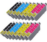 16 x Cartouche d'encre avec puce compatible Epson C13T07154010, C13T08954010, T0715, T0895 pour imprimantes Stylus D120, Stylus D78, Stylus D92, Stylus DX4000, Stylus DX4050, Stylus DX4400, Stylus