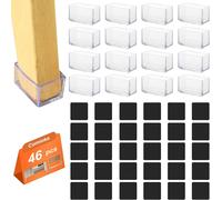 16 x Chair Leg Protectors,15 x 30 mm Square Silicone Floor Protectors for Chair Legs,PVC Anti-Scratch Chair Legs,+ 30 Non-Slip Mats for Tables and Chairs