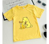 (160)2025 Lion King Boys T-shirt Letter A-Z Disney Simba Pumbaa Print Tee Shirt Cute Cartoon Kids Child's Streetwear Casual Clothes
